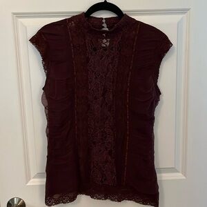 Maroon Lace Sleeveless Top